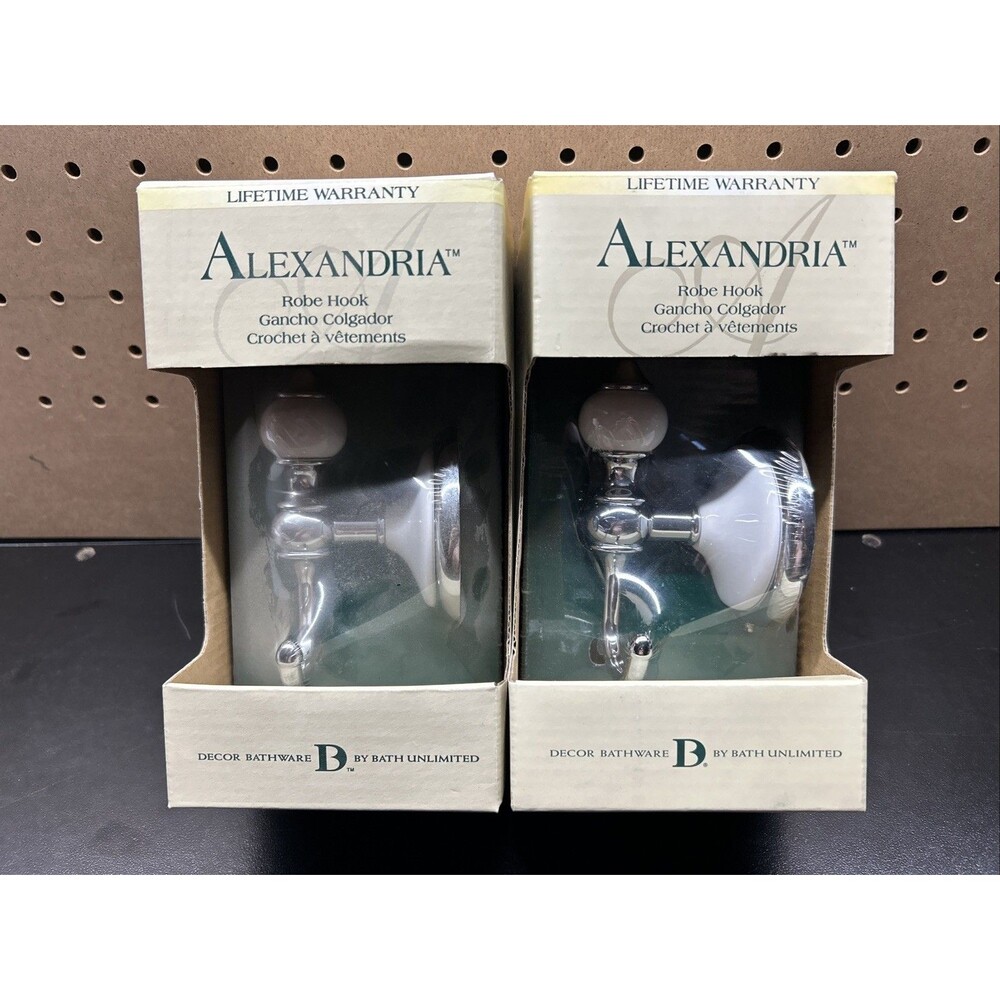 Lot of 2 Alexandria Double Hook Polished Chrome and White 2001 No. 62315CC New!